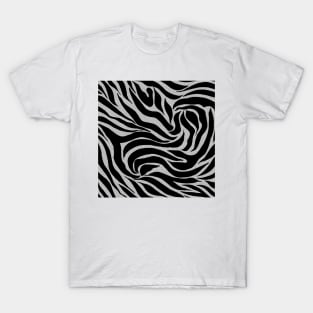 Elegant Black Glitter Silver Zebra Animal Print T-Shirt